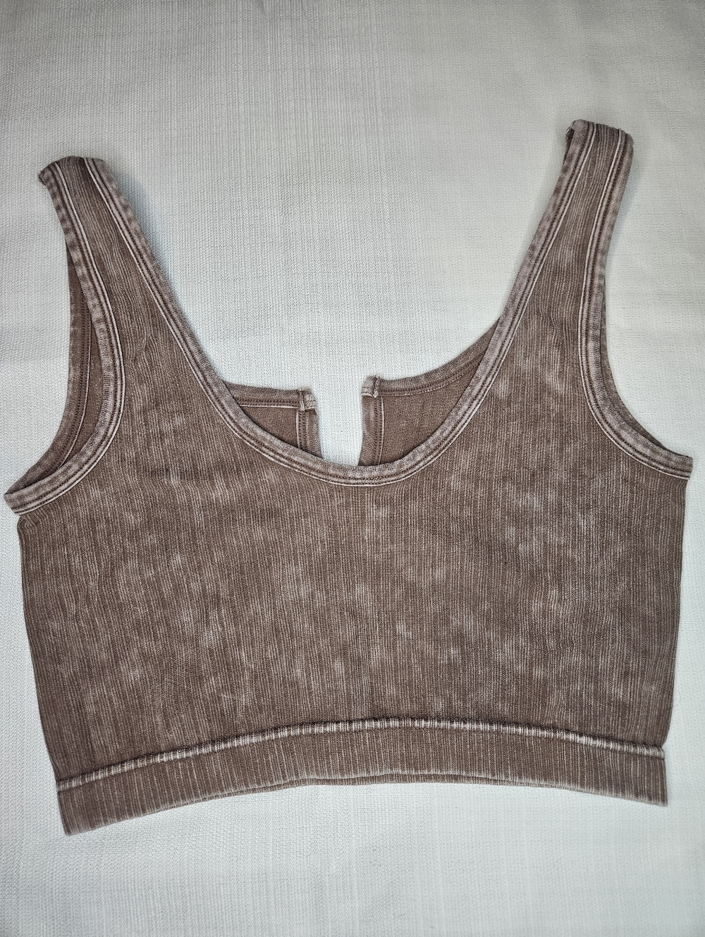 Zenana Outfitters Taupe Ribbed Bralette Notched Neck S/M 14" PTP - Picture 2 of 8